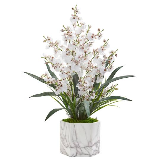22&#x22; Dancing Lady Orchid Arrangement in Marble Finished Vase 
